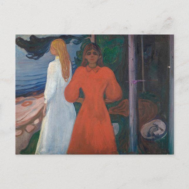 Edvard Munch - rot und weiß Postkarte (Vorderseite)
