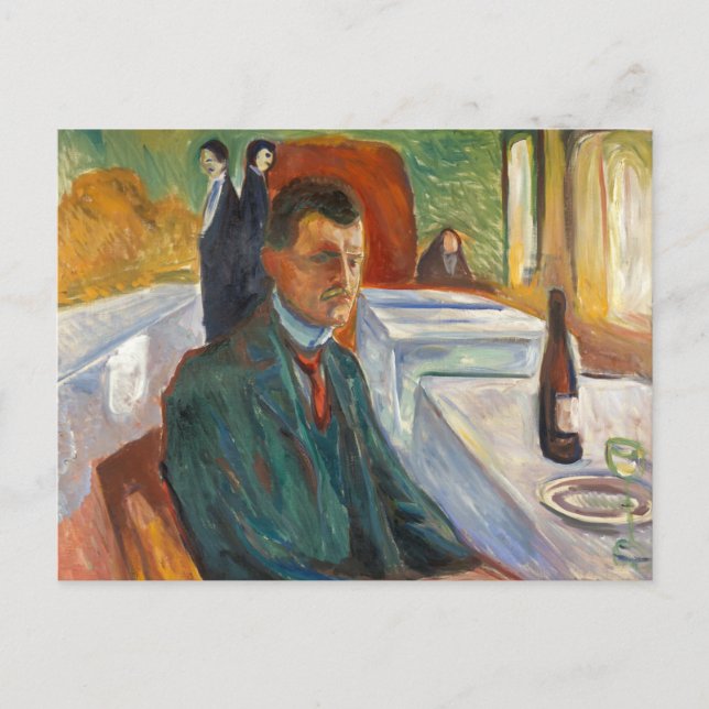 Edvard Munch - Selbstportrait mit einer Flasche We Postkarte (Vorderseite)
