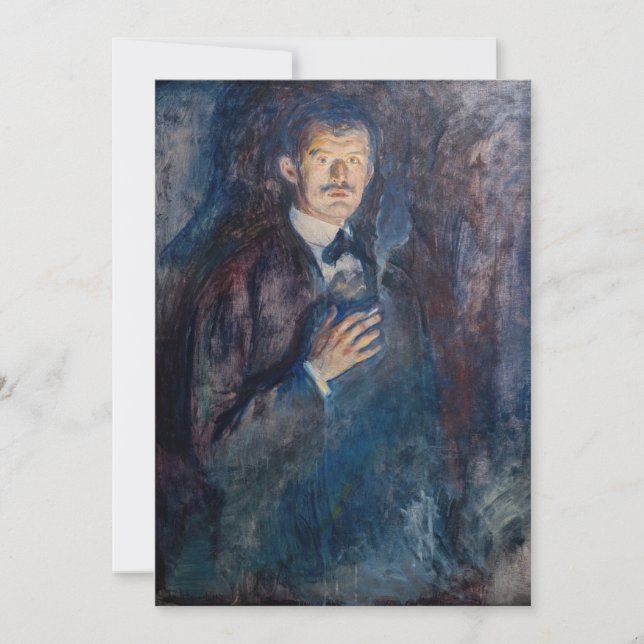 Edvard Munch - Selbstportrait mit Zigarette Einladung (Vorderseite)