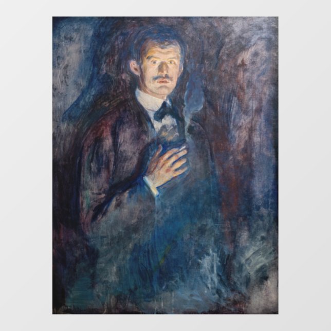Edvard Munch - Selbstportrait mit Zigarette Fensteraufkleber (Blatt)