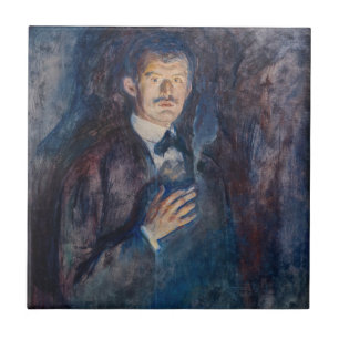 Edvard Munch - Selbstportrait mit Zigarette Fliese