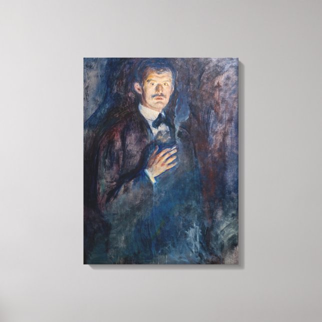 Edvard Munch - Selbstportrait mit Zigarette Leinwanddruck (Vorderseite)