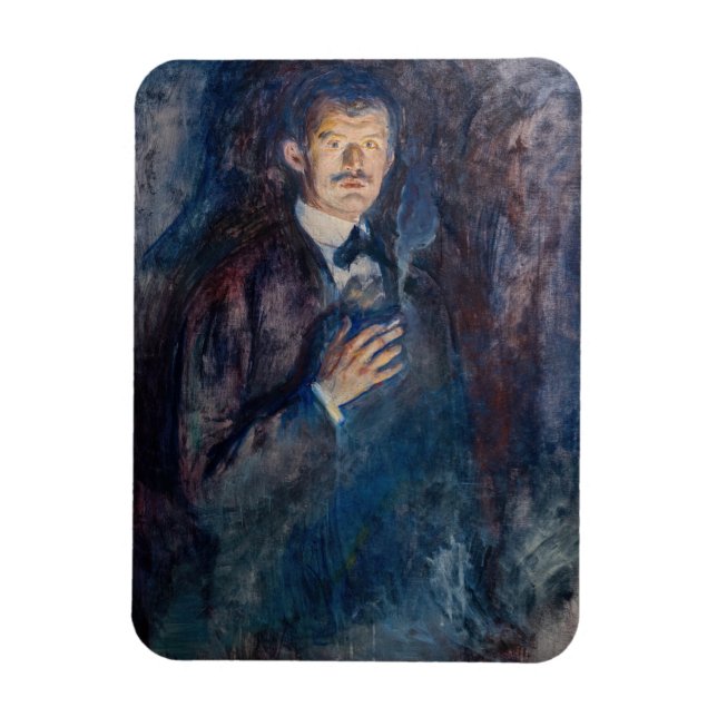 Edvard Munch - Selbstportrait mit Zigarette Magnet (Vertikal)