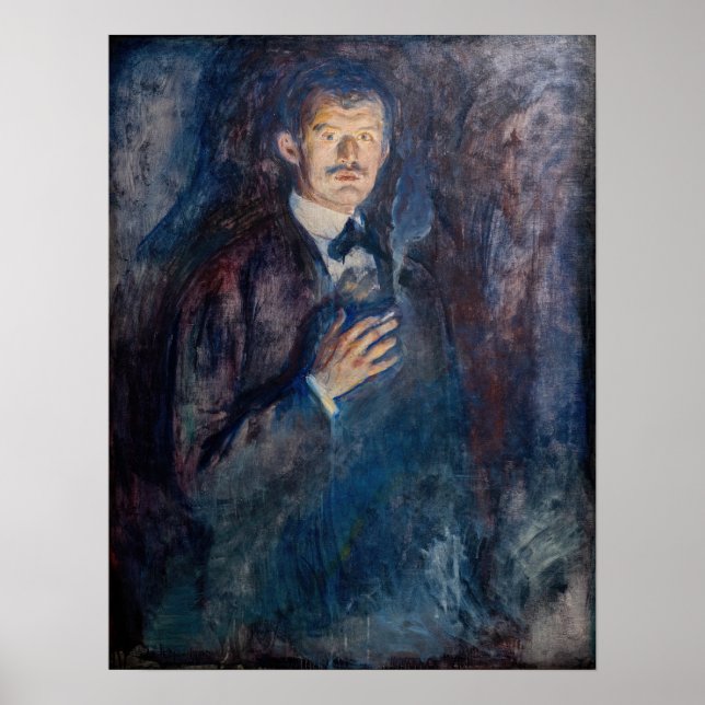 Edvard Munch - Selbstportrait mit Zigarette Poster (Vorne)