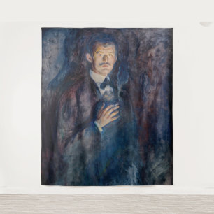 Edvard Munch - Selbstportrait mit Zigarette Wandteppich