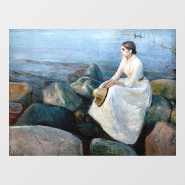 Edvard Munch - Sommernacht, Inger am Strand Fensteraufkleber (Blatt)