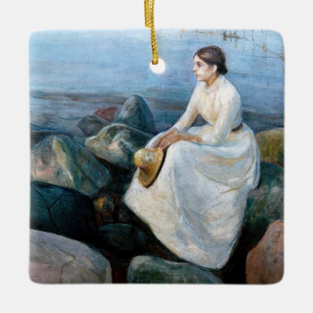 Edvard Munch - Sommernacht, Inger am Strand Keramikornament (Vorderseite)