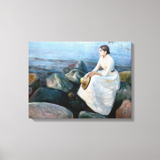 Edvard Munch - Sommernacht, Inger am Strand Leinwanddruck (Vorderseite)