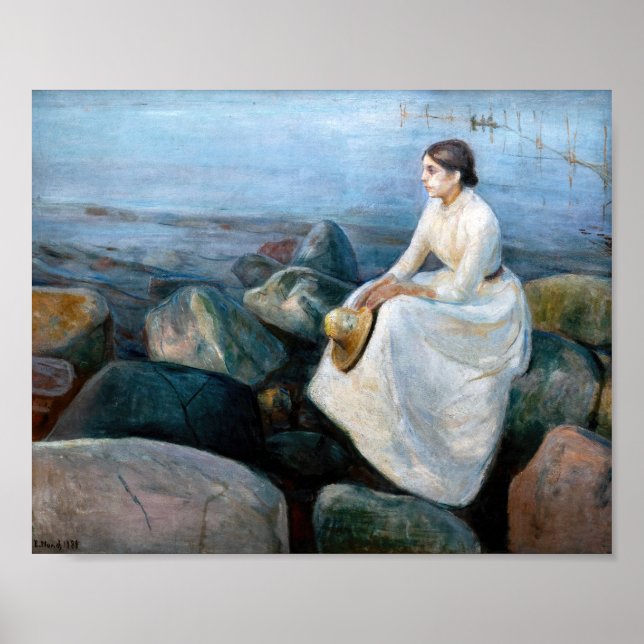 Edvard Munch - Sommernacht, Inger am Strand Poster (Vorne)