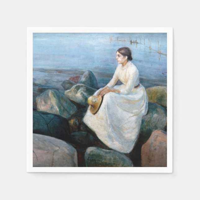 Edvard Munch - Sommernacht, Inger am Strand Serviette (Vorderseite)