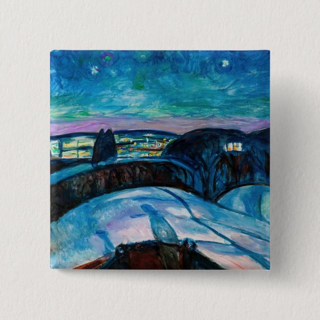 Edvard Munch - Starry Night 1922 Button (Vorderseite)