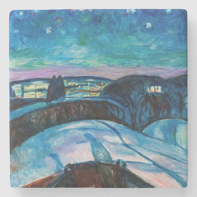 Edvard Munch - Starry Night 1922 Steinuntersetzer (Vorderseite)