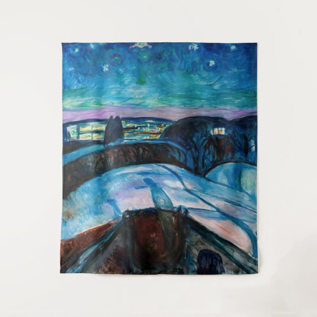 Edvard Munch - Starry Night 1922 Wandteppich (Vorderseite)