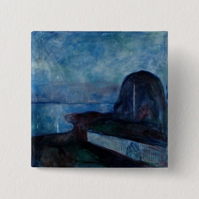 Edvard Munch - Sternennacht 1893 Button (Vorderseite)