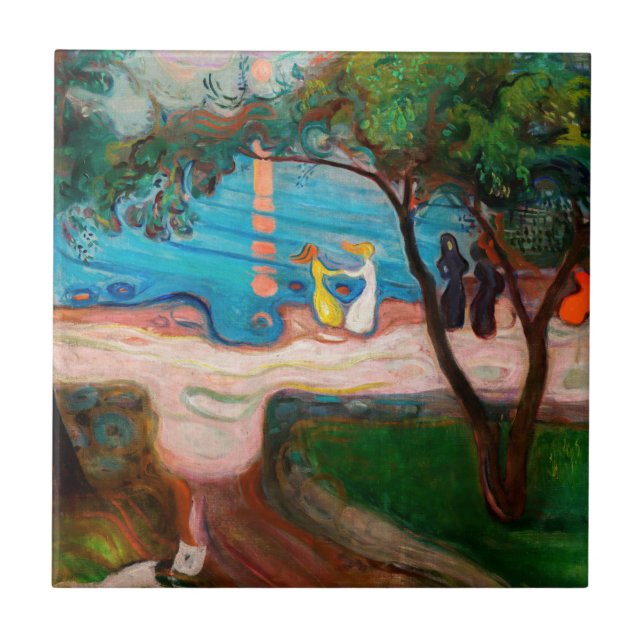 Edvard Munch - Tanz am Strand Fliese (Vorderseite)