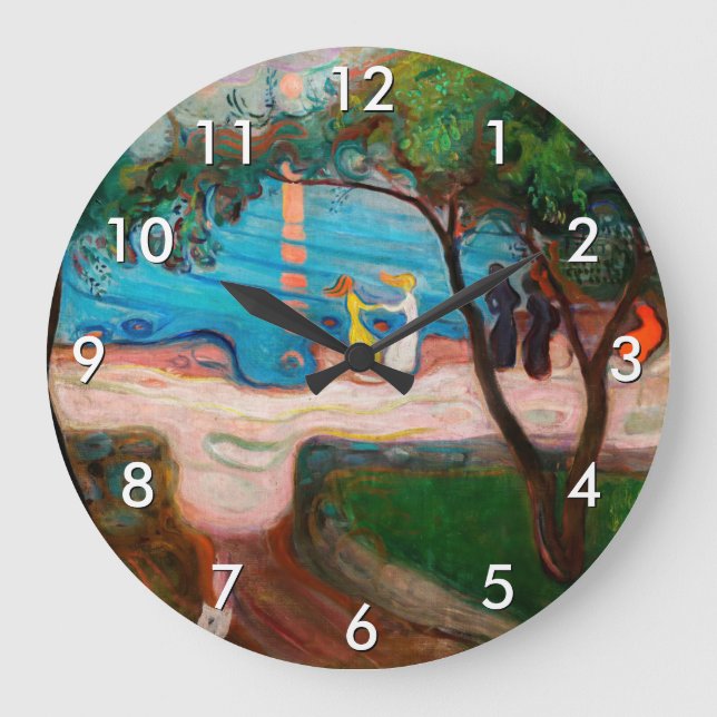 Edvard Munch - Tanz am Strand Große Wanduhr (Vorderseite)