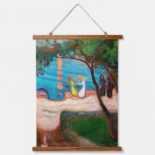 Edvard Munch - Tanz am Strand Wandteppich Mit Holzrahmen