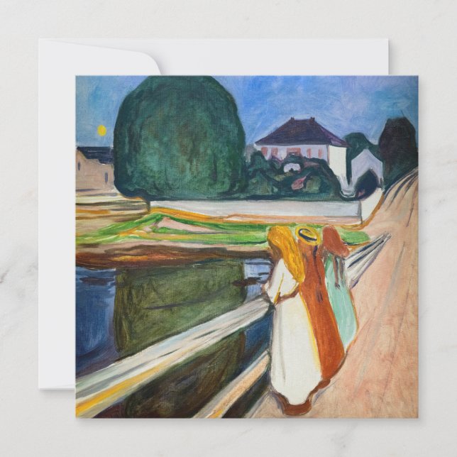 Edvard Munch - The Girls on Bridge Dankeskarte (Vorderseite)
