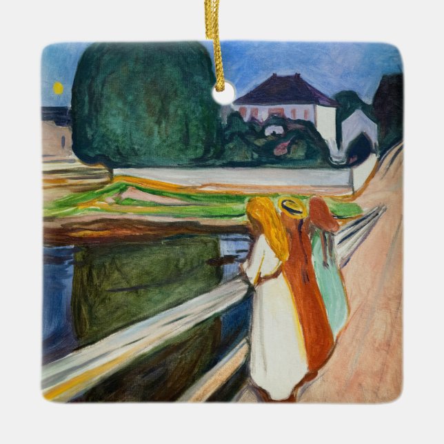 Edvard Munch - The Girls on Bridge Keramikornament (Vorderseite)