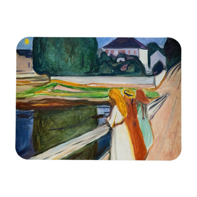 Edvard Munch - The Girls on Bridge Magnet (Horizontal)