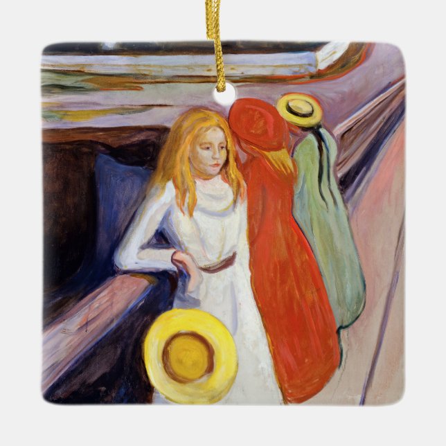 Edvard Munch - The Girls on the Bridge 1901 Keramikornament (Vorderseite)