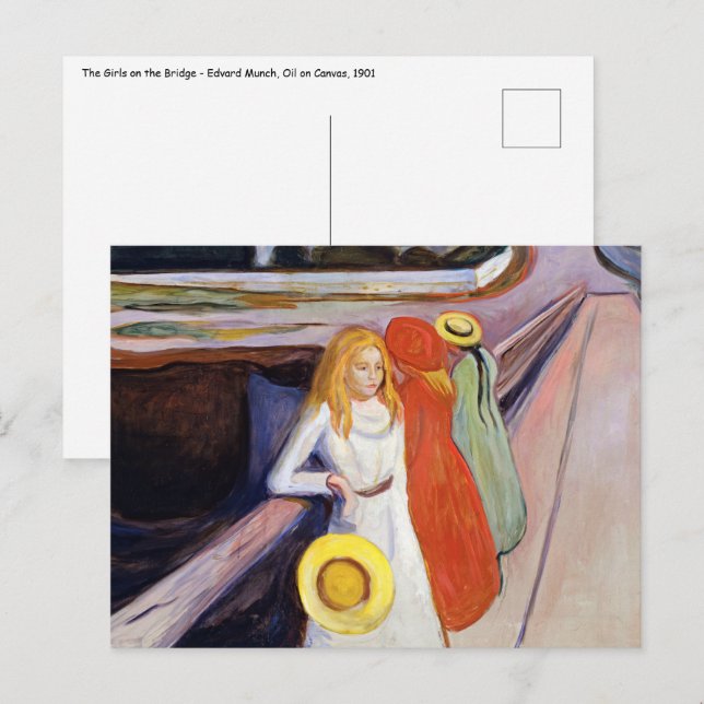 Edvard Munch - The Girls on the Bridge 1901 Postkarte (Vorne/Hinten)