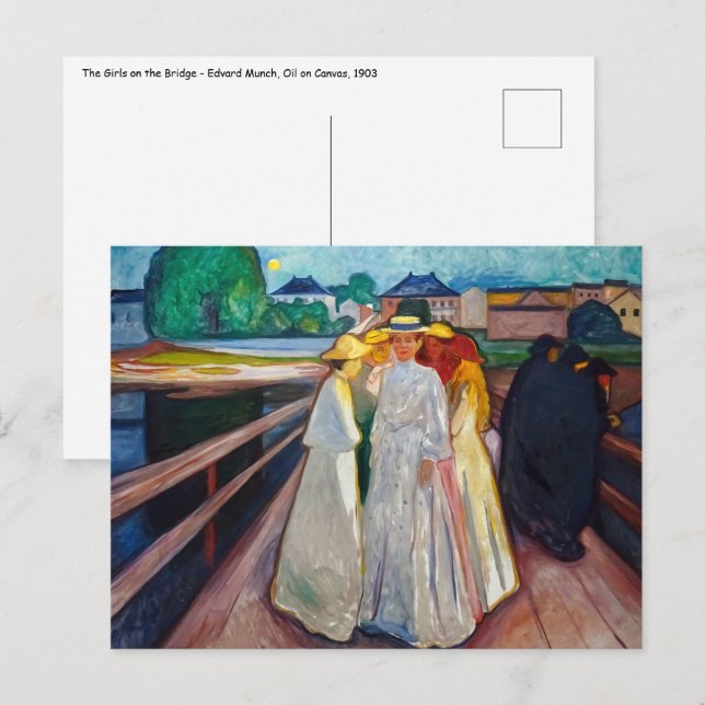 Edvard Munch - The Girls on the Bridge 1903 Postkarte (Vorne/Hinten)
