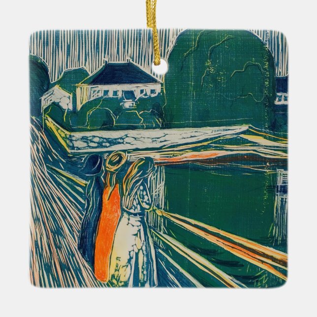 Edvard Munch - The Girls on the Bridge, Lithograph Keramikornament (Vorderseite)