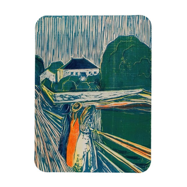 Edvard Munch - The Girls on the Bridge, Lithograph Magnet (Vertikal)