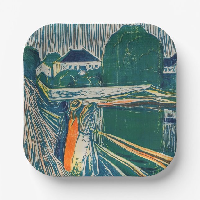 Edvard Munch - The Girls on the Bridge, Lithograph Pappteller (Vorderseite)