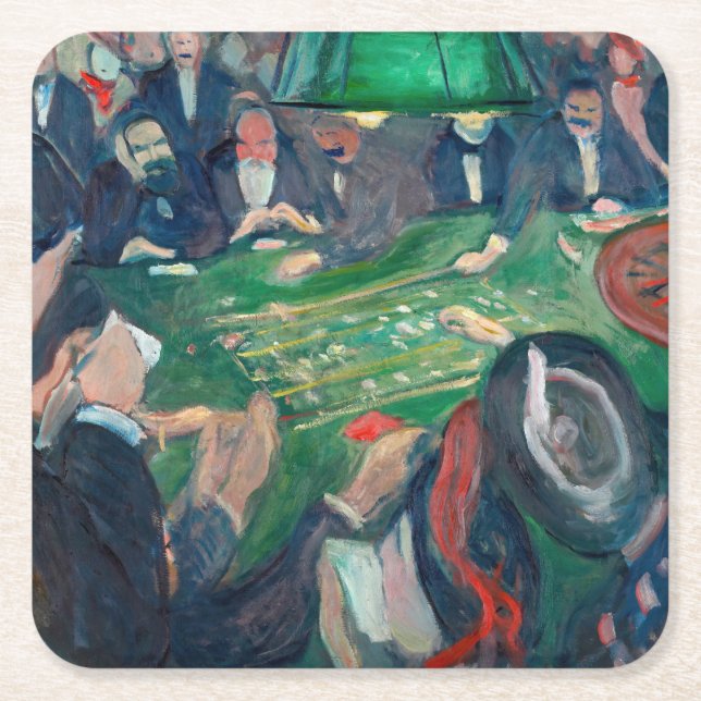 Edvard Munch - The Roulette Table in Monte Carlo Rechteckiger Pappuntersetzer (Vorderseite)