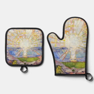 Edvard Munch - The Sun 1911 Ofenhandschuh & Topflappen-Set