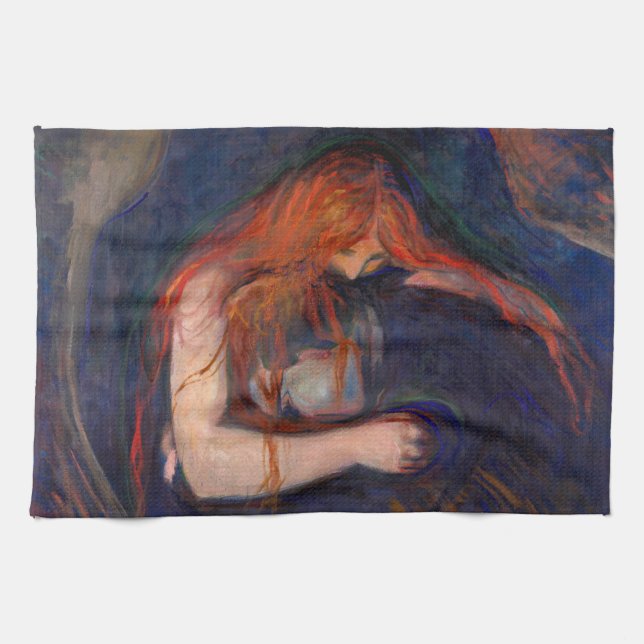 Edvard Munch - Vampire / Liebe und Schmerz Geschirrtuch (Horizontal)