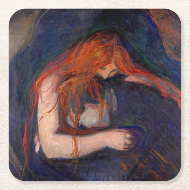 Edvard Munch - Vampire / Liebe und Schmerz Rechteckiger Pappuntersetzer (Vorderseite)