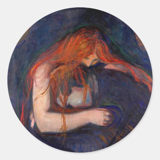 Edvard Munch - Vampire / Liebe und Schmerz Runder Aufkleber (Vorderseite)