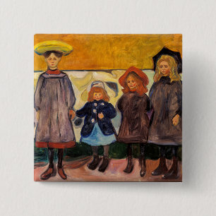 Edvard Munch - Vier Mädchen in Asgardstrand Button