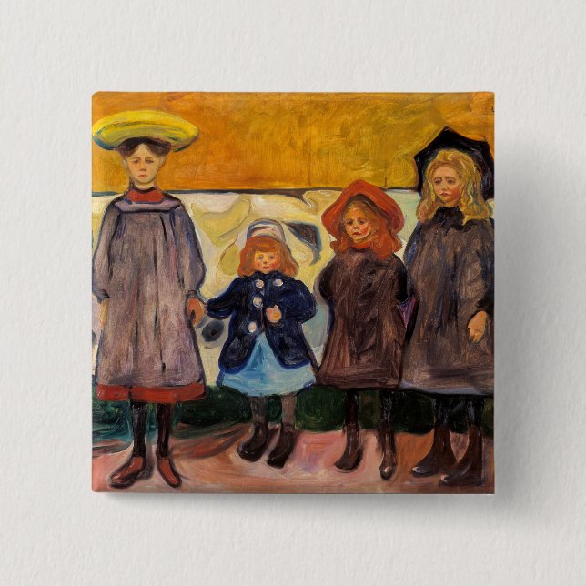 Edvard Munch - Vier Mädchen in Asgardstrand Button (Vorderseite)