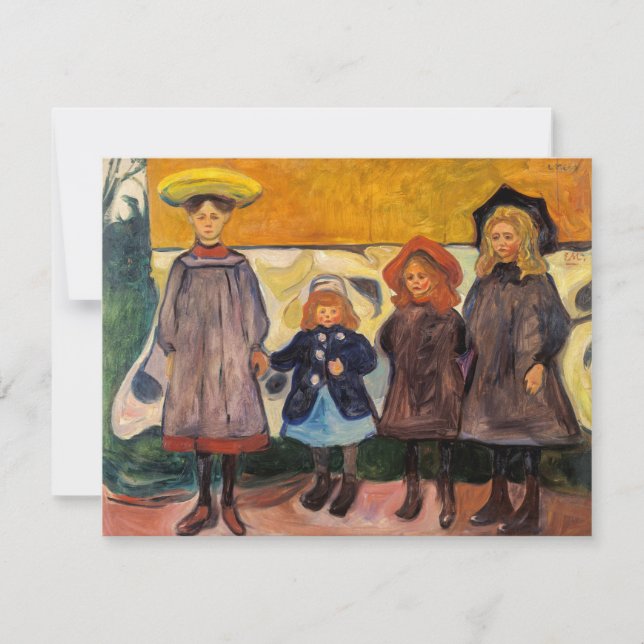 Edvard Munch - Vier Mädchen in Asgardstrand Einladung (Vorderseite)