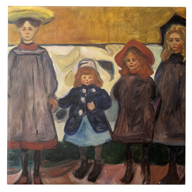 Edvard Munch - Vier Mädchen in Asgardstrand Fliese (Vorderseite)