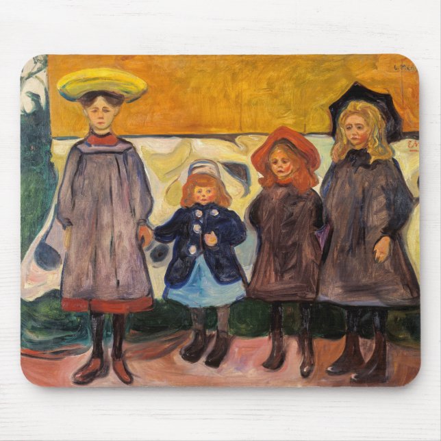 Edvard Munch - Vier Mädchen in Asgardstrand Mousepad (Vorne)