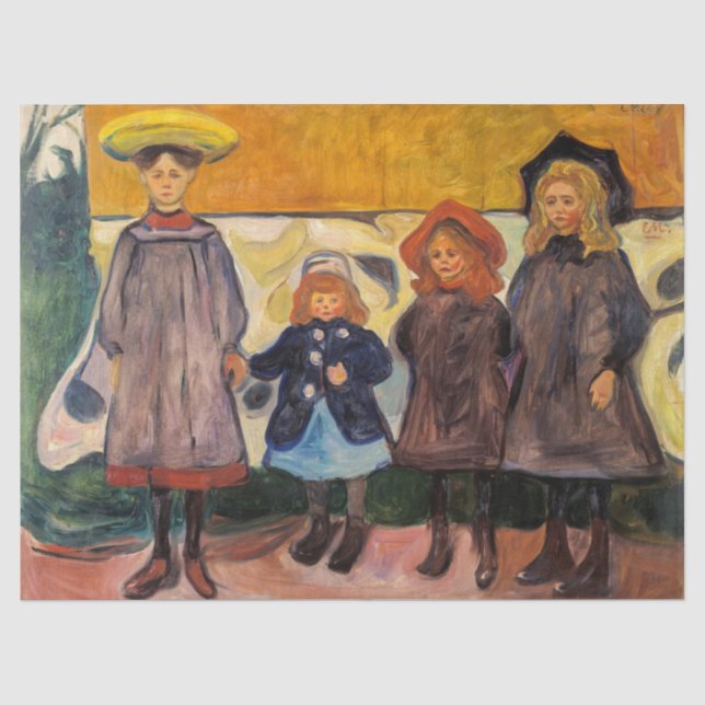 Edvard Munch - Vier Mädchen in Asgardstrand Seidenpapier (Vorderseite)