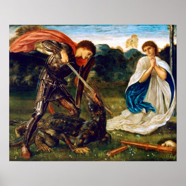Edward Burne-Jones Fight St. George tötet Dragon Poster (Vorne)