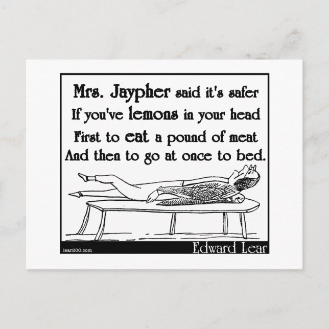Edward Lears Frau Jaypher Postkarte (Vorderseite)