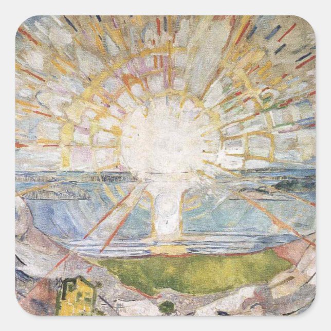 Edward Munch Art Painting Quadratischer Aufkleber (Vorderseite)