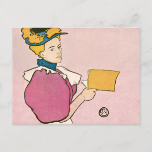 Edward Penfield Illustration of a Woman Poster Postkarte