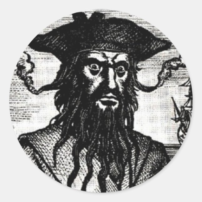 Edward Teach Portrait Runder Aufkleber (Vorderseite)