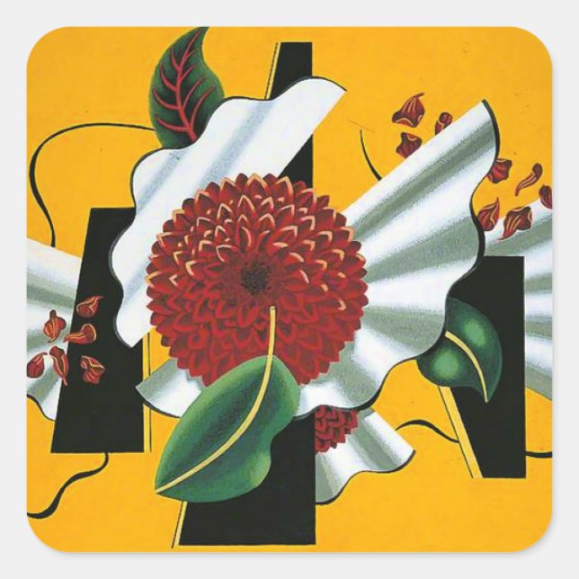 Edward Wadsworth, Dahlias, Quadratischer Aufkleber (Vorderseite)