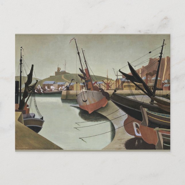 Edward Wadsworth painting, Seaport, Postkarte (Vorderseite)