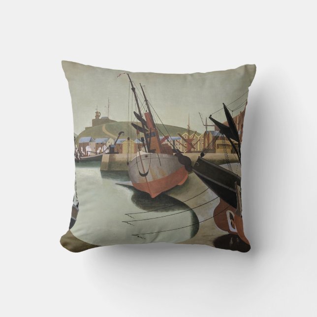 Edward Wadsworth, Seaport, fine art painting, Kissen (Vorderseite)