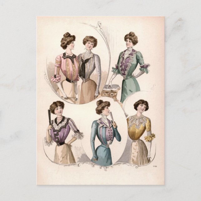 Edwardian Lady Vintag Fashion Illustration Postkarte (Vorderseite)